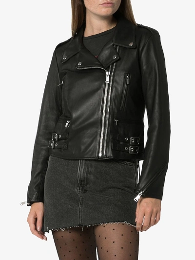 Shop Frame Biker Leather Jacket In Black