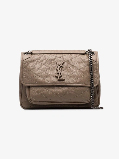 Shop Saint Laurent Beige Niki Monogram Leather Shoulder Bag In Neutrals