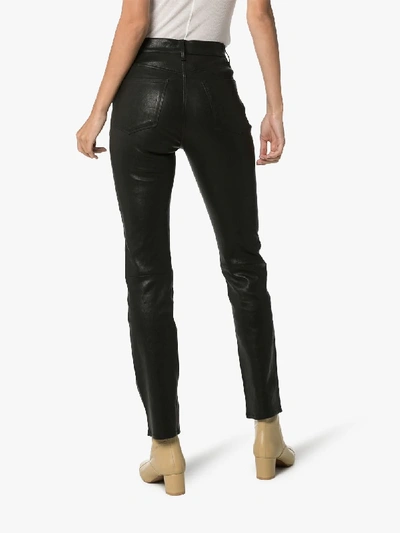 Shop Frame Le Sylvie High Waist Leather Trousers - Women's - Lamb Skin In Black