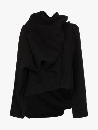 Shop Rick Owens Asymmetric Draped Wool Jacket In Black