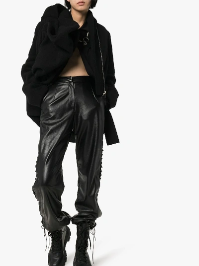 Shop Rick Owens Asymmetric Draped Wool Jacket In Black