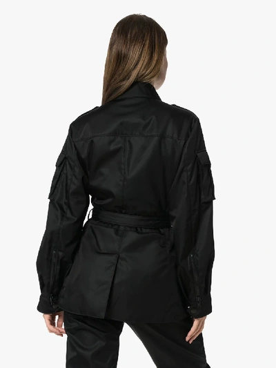 Shop Prada Belted Utility Jacket In Black