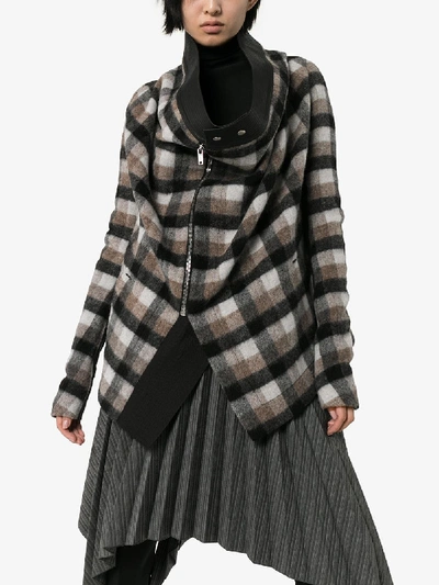 Shop Rick Owens Draped Check Wool Jacket In Black