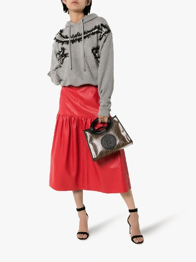 Shop Christopher Kane High Waist Gathered Leather Skirt In Red
