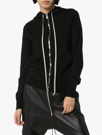 Shop Rick Owens Cashmere Hooded Sweatshirt In Black