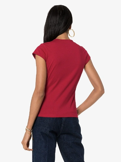 Shop Moschino Cap Sleeve Logo T-shirt In Red