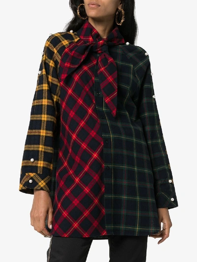 Shop Blindness Contrast Check Cotton Shirt In Red