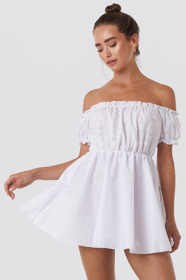 bardot broderie dress