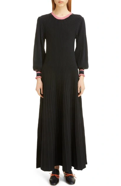 Shop Roksanda Back Cutout Ribbed Maxi Sweater Dress In Black