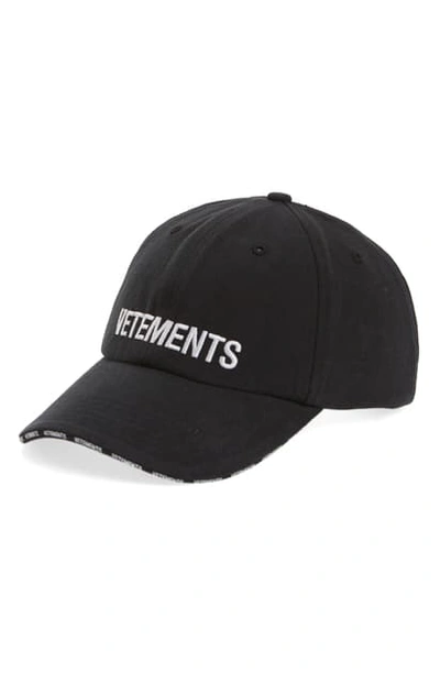 Shop Vetements Logo Baseball Cap - Black