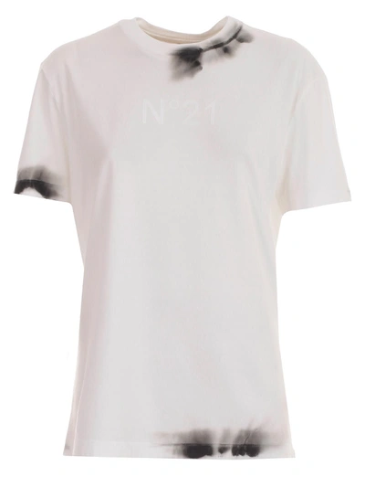 Shop N°21 T-shirt Stained In Bianco Ottico