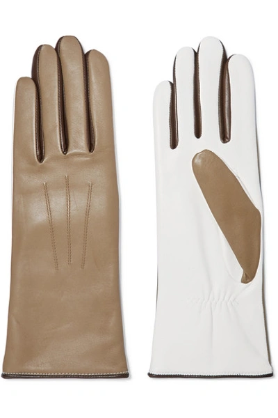 Shop Isabel Marant Bocker Color-block Leather Gloves In Army Green