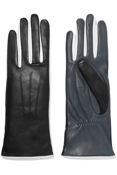 Shop Isabel Marant Bocker Color-block Leather Gloves In Black