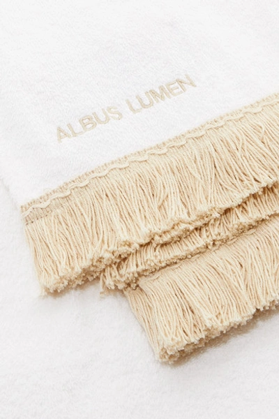 Shop Albus Lumen Safi Fringed Cotton-terry Towel In White