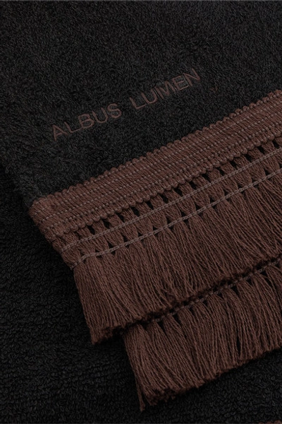 Shop Albus Lumen Safi Fringed Cotton-terry Towel In Black
