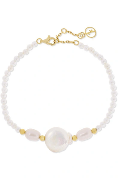 Shop Anissa Kermiche Gold-plated Pearl Bracelet