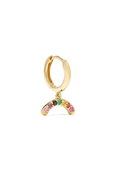 Shop Andrea Fohrman Rainbow 18-karat Gold Sapphire Hoop Earring