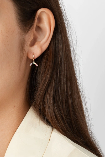 Shop Andrea Fohrman Rainbow 18-karat Gold Sapphire Hoop Earring