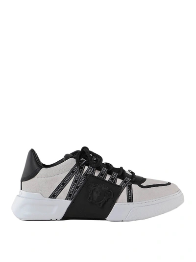 Shop Versace Low Top Lace-up Leather Sneakers In Multicolour