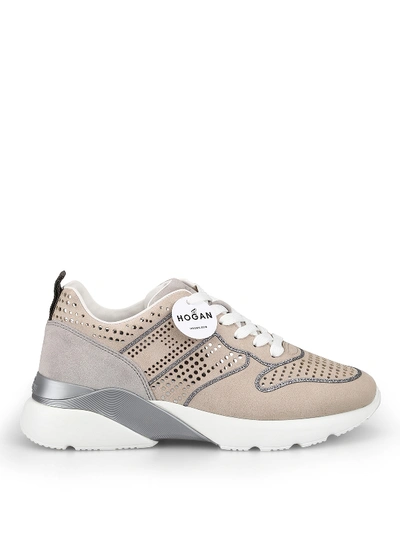 Shop Hogan Active One Perforated Sneakers In Beige