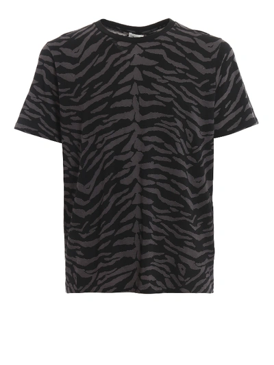 Shop Saint Laurent Zebra Print Short Sleeve T-shirt In Black