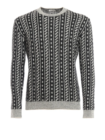 Shop Saint Laurent Trompe Loeil Stripe Mohair Blend Sweater In Black