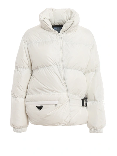 Shop Prada Quilted Nylon Over Puffer Jacket In White