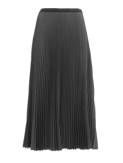 Shop Prada Micro Prince Of Wales Pleated Skirt In Dark Grey