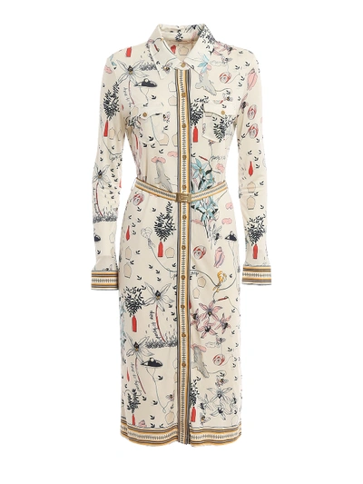 Shop Tory Burch Printed Jersey Belted Shirt Dress In Multicolour
