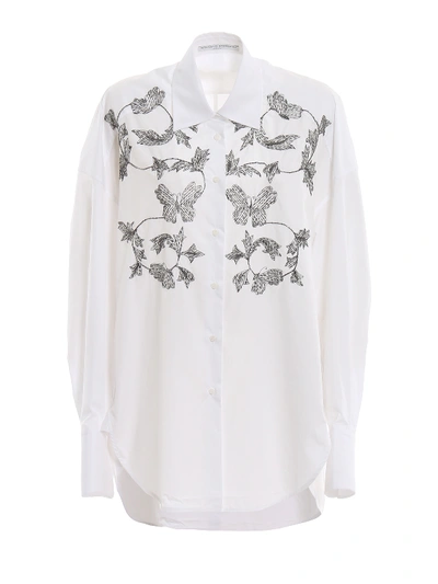 Shop Ermanno Scervino Beaded Over Shirt In White