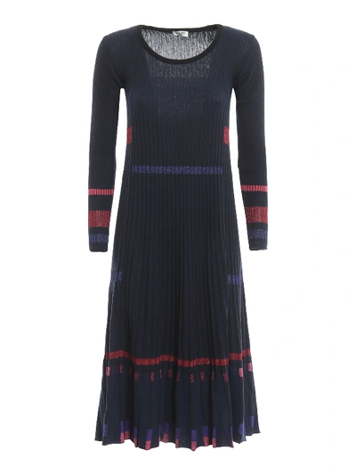 Shop Kenzo Lurex Detailed Rib Knitted Dress In Multicolour