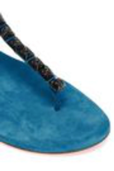 Shop Stuart Weitzman Woman Studded Suede Sandals Light Blue