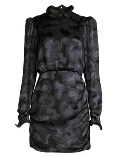 Shop Saloni Rina B Tonal Print Dress In Black