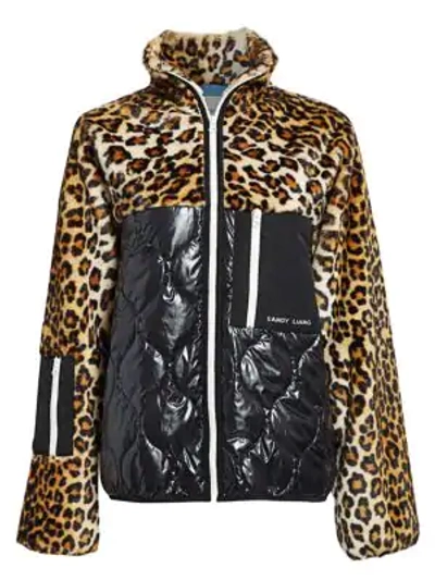 Shop Sandy Liang Dean Faux-fur Mixed Leopard Print Fleece