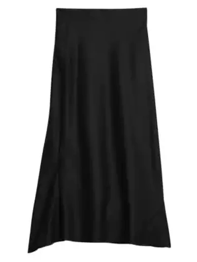 Shop Theory Midi Bias-cut Virgin Wool Skirt In Black