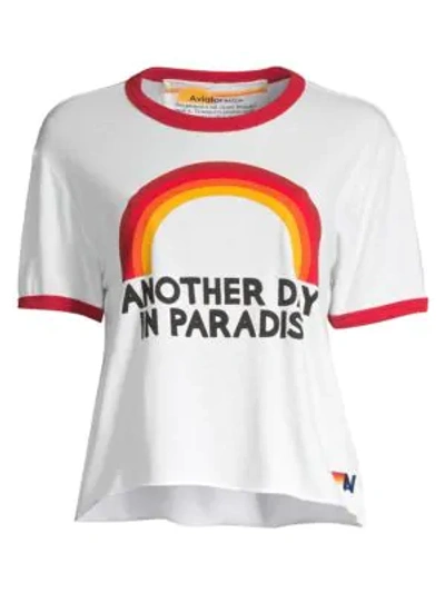 Shop Aviator Nation Paradise Rainbow Bf Tee In White Red