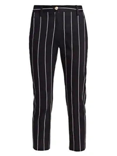 Shop Derek Lam 10 Crosby Striped Cropped Pants In Black White
