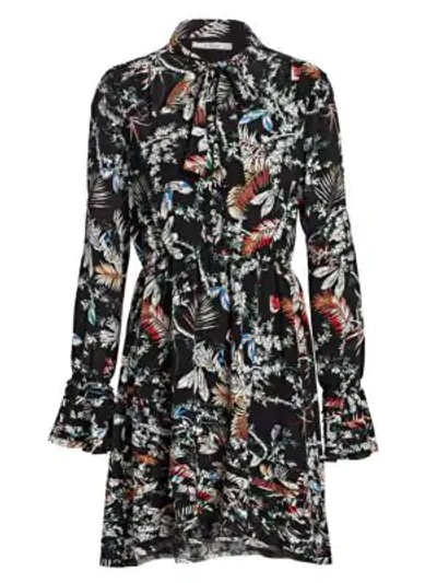 Shop Derek Lam 10 Crosby Bell-sleeve Floral Dress In Black