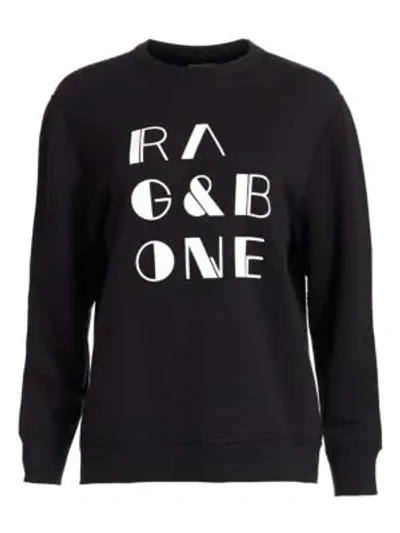 Shop Rag & Bone Logo Cotton Sweatshirt In Black