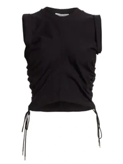 Shop Alexander Wang T Women's Ruched Crop T-shirt In Black
