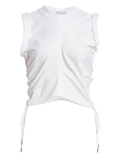 Shop Alexander Wang T Women's Ruched Crop T-shirt In White