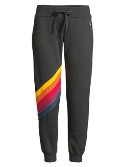 Shop Aviator Nation Cross Stripe Sweatpants In Black