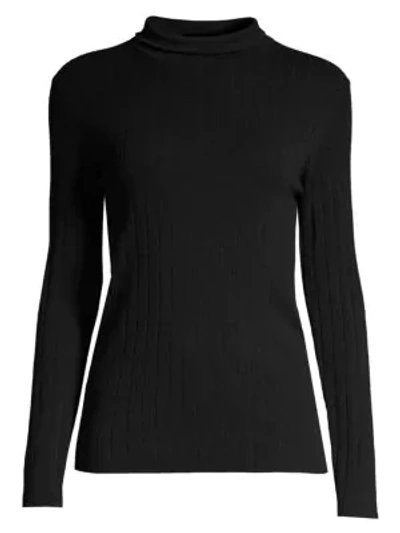 Shop Peserico Women's Rib-knit Merino Wool Mockneck Sweater In Navy