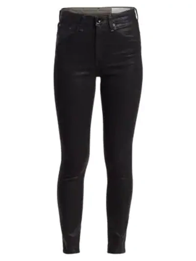 Shop Rag & Bone Nina High-rise Coated Ankle Skinny Jeans In Coated Black