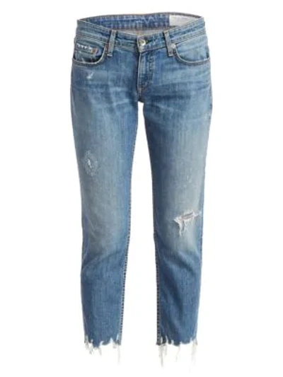 Shop Rag & Bone Dre Low-rise Distressed Slim Boyfriend Jeans In Dobbie With Holes