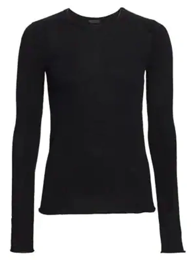 Shop Atm Anthony Thomas Melillo Women's Cashmere Long-sleeve Crewneck In Black