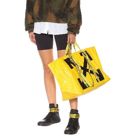 Shop Off-white Printed Tote In Yellow