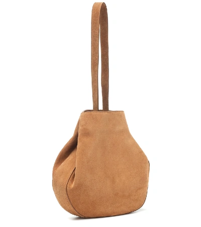 Shop Mansur Gavriel Folded Hobo Suede Shoulder Bag In Brown