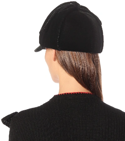 Shop Miu Miu Velvet Hat In Black