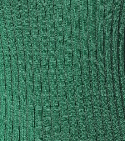 Shop Plan C Ribbed Wool Turtleneck Sweater In Green